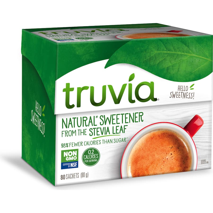 CỎ NGỌT THAY THẾ ĐƯỜNG Truvia Sugar Substitute Stevia, Non GMO, Gluten Free, 80 gói / sachets (1g)