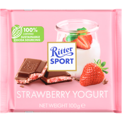 THANH SOCOLA VUÔNG Ritter Sport Alpine Milk / Strawberry Yogurt / Butter Biscuit / Hazelnuts, 100g