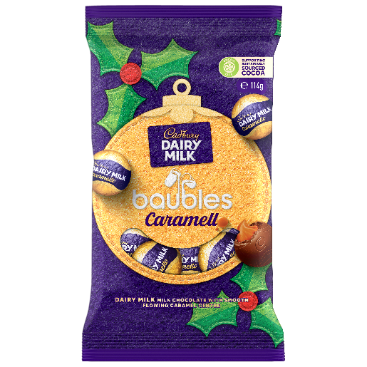 TÚI 10 VIÊN SOCOLA TRÒN QUẢ CHÂU Cadbury Dairy CARAMELLO / MILK Chocolate Baubles, 114g