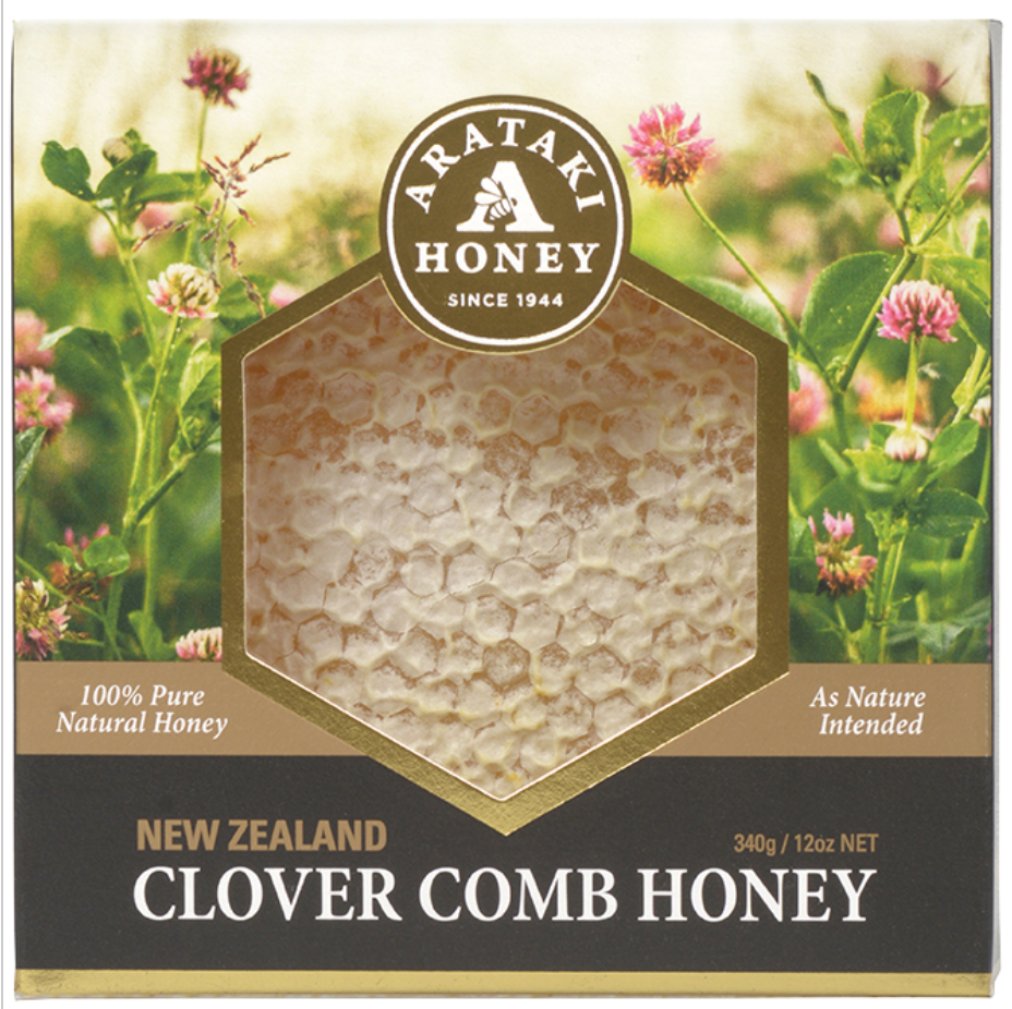 MẬT ONG NGUYÊN TỔ NEW ZEALAND Arataki Clover Comb Honey - NGỌT THANH TỰ NHIÊN, 340g