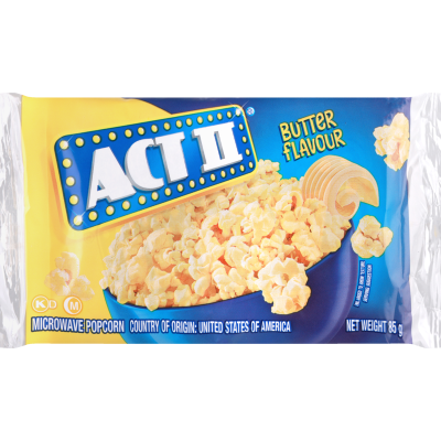 TÚI BẮP LÒ VI SÓNG Act II Kettle Microwave Popcorn, VỊ BƠ Butter / MẶN NGỌT Sweet & Salty, 85g