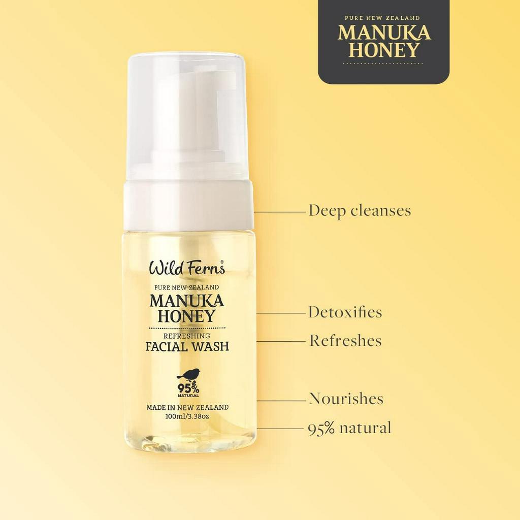 SỮA RỬA MẶT TẠO BỌT MẬT ONG Wild Ferns Manuka Honey 80+ Luxurious Foaming Facial Wash, 100ml