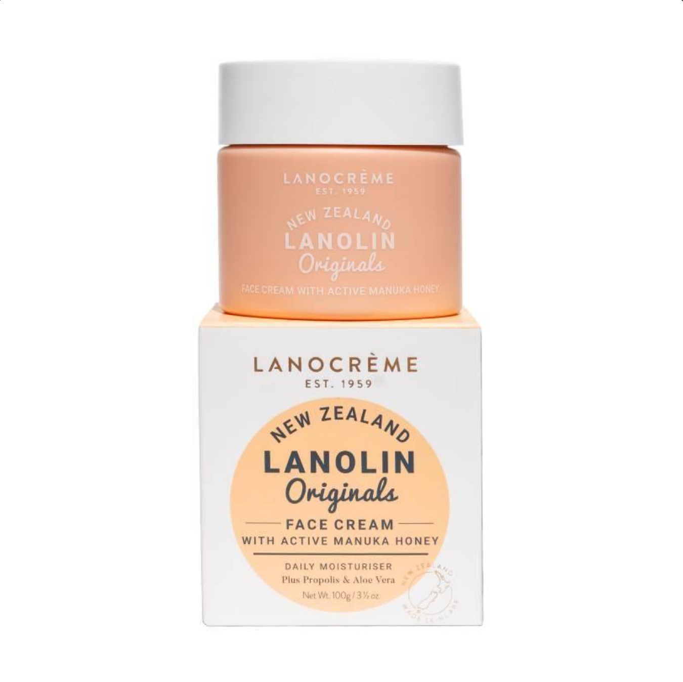 KEM DƯỠNG ẨM Lanocreme Lanolin Face Cream, Originals / Vitamin E – Cấp Ẩm, Mịn Màng Cả Ngày, 100g