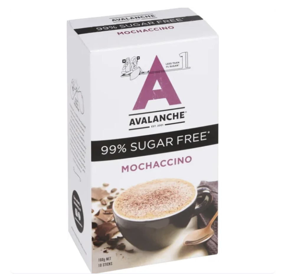 HỘP 10 GÓI CÀ PHÊ AVALANCHE Coffee Sticks, 99% KHÔNG ĐƯỜNG Sugar Free, Caramel Latte / Hazelnut Latte, 160g