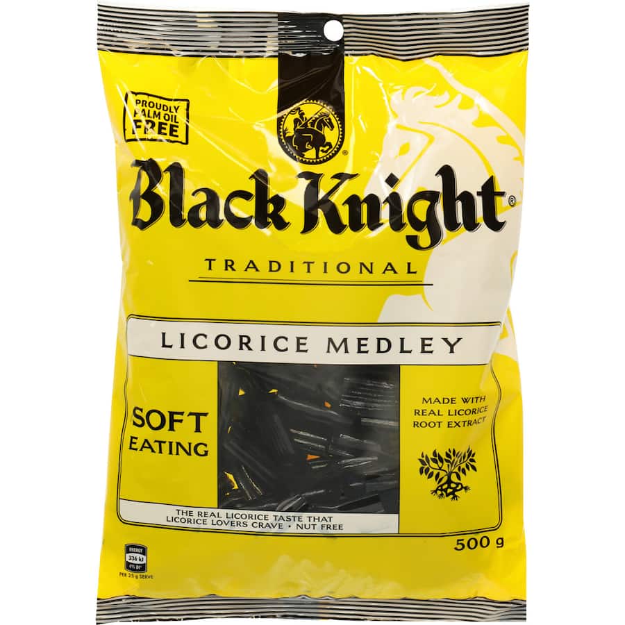 KẸO DẺO MIX NHIỀU DẠNG - VỊ TRUYỀN THỐNG Black Knight Licorice Traditional Assortment, 250g