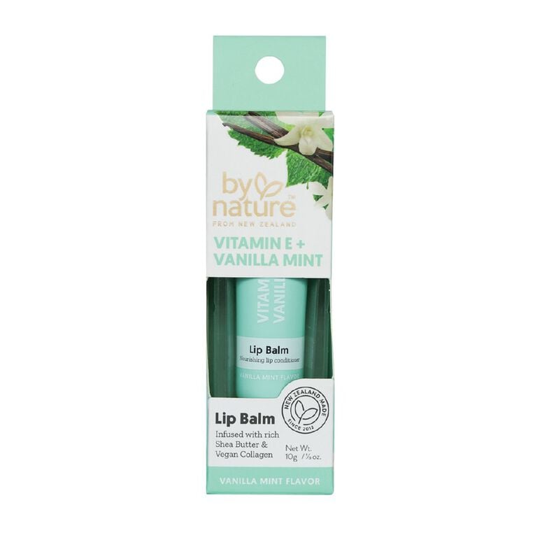 SON DƯỠNG MÔI by nature from New Zealand Lip Balm, Watermelon & Blueberry / Vitamin E Vanilla Mint – Cấp Ẩm, Mềm Mịn & Tươi Tắn Tức Thì, 10g
