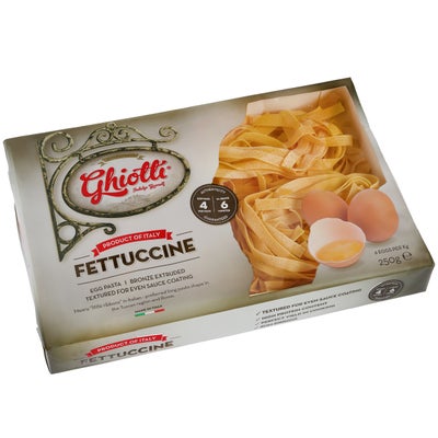 MÌ TRỨNG CỦA Ý Ghiotti Tagliatelle Di Bolonga NHỎ 4,5mm / Fettuccine VỪA 8mm / Pappardelle Pasta LỚN 15mm, ĐẠM CAO, 250g