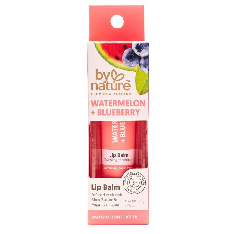 SON DƯỠNG MÔI by nature from New Zealand Lip Balm, Watermelon & Blueberry / Vitamin E Vanilla Mint – Cấp Ẩm, Mềm Mịn & Tươi Tắn Tức Thì, 10g