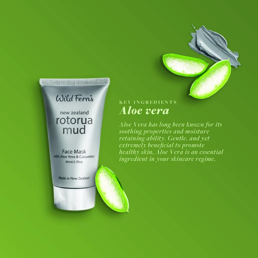MẶT NẠ BÙN KHOÁNG – LÔ HỘI – DƯA LEO Wild Ferns Rotorua Mud Face Mask, Aloe Vera & Cucumber, 80ml