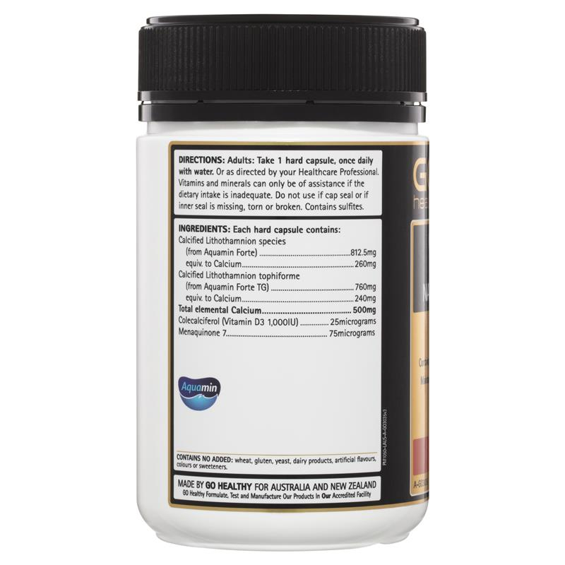 VIÊN UỐNG BỔ SUNG CANXI CHO XƯƠNG GO Healthy GO Calcium - D3 - K2, 1-A-Day Natural Source, Thành phần tự nhiên & Non-GMO