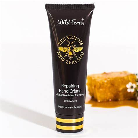 KEM DƯỠNG DA TAY NỌC ONG Wild Ferns - Bee Venom Reparing Hand Crème, Active Manuka Honey, 80ml