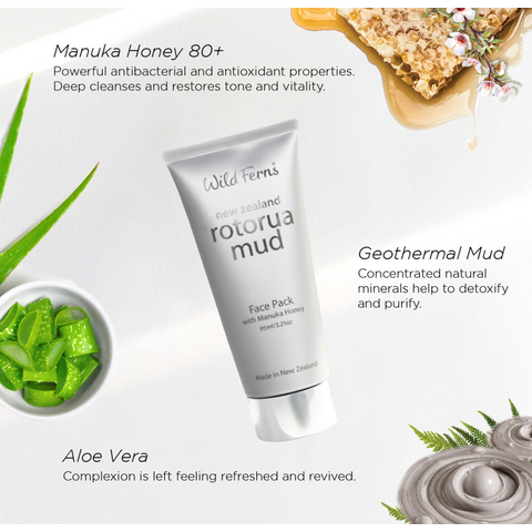MẶT NẠ BÙN KHOÁNG – MẬT ONG Wild Ferns Rotorua Manuka Honey Face Pack, 95ml