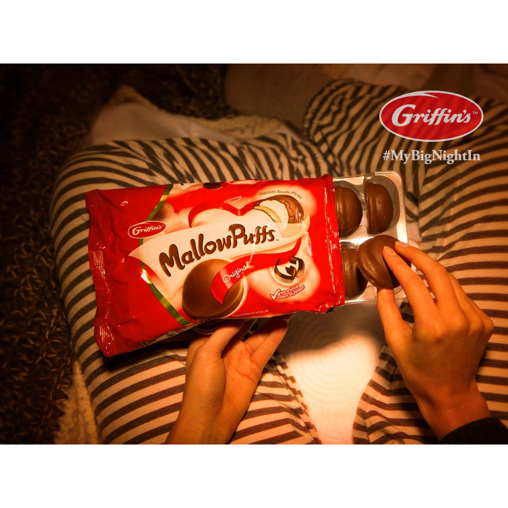BÁNH QUY SOCOLA SỮA NHÂN XỐP MỀM Griffins Mallowpuffs Chocolate Biscuits, Original – Double Chocolate, 200g