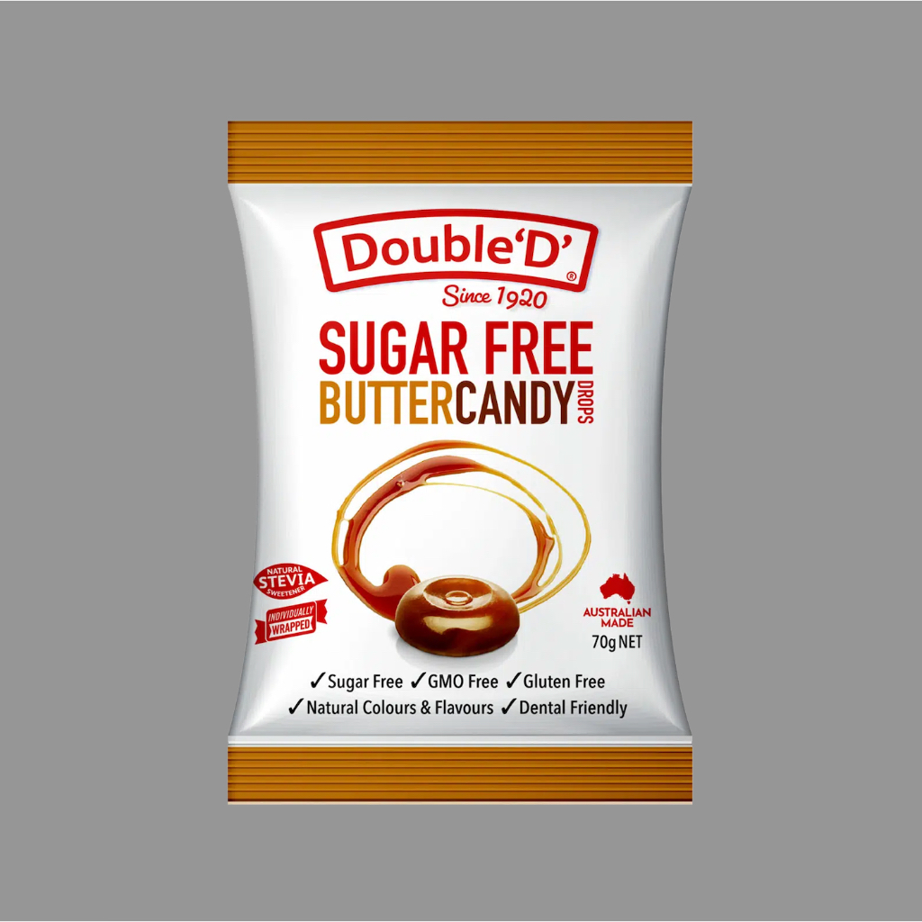 KẸO NGẬM TRÁI CÂY – KEM BƠ KHÔNG ĐƯỜNG Double ‘D’ Sugar Free FRUIT DROPS – BUTTER CREAM CANDY, 70KẸO NGẬM TRÁI CÂY – KEM