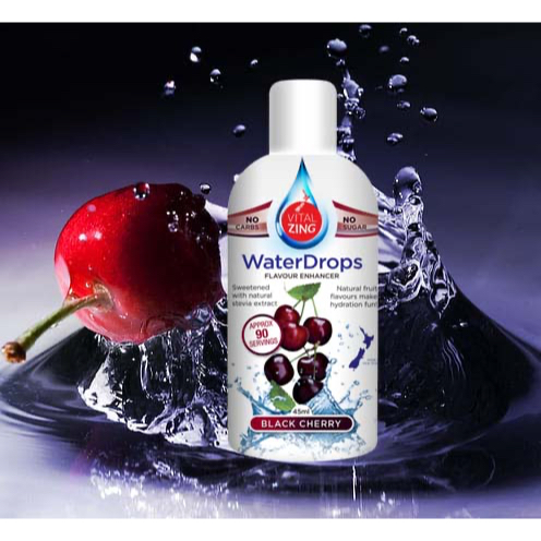 GIỌT NƯỚC TRÁI CÂY KHÔNG ĐƯỜNG Vital Zing Water Drops Flavour Enhancer, Tropical - Black Cherry - Tropical Fruit, 45ml