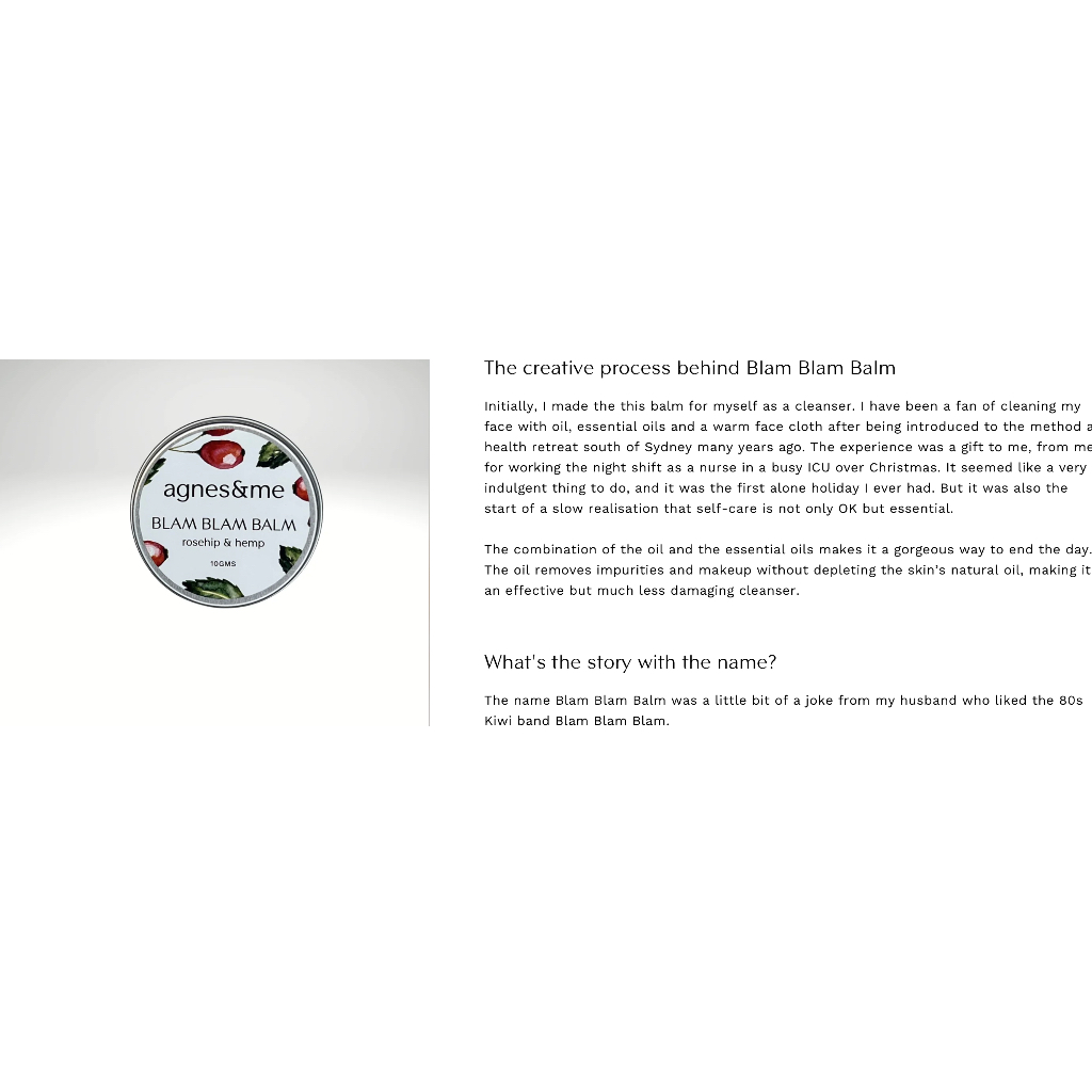 KEM DƯỠNG ĐA DỤNG CHO DA - MÔI - TÓC Blam Blam Beauty Balm with Organic Rosehip - Hemp, MINI - TRAVEL - TRIAL, 10g