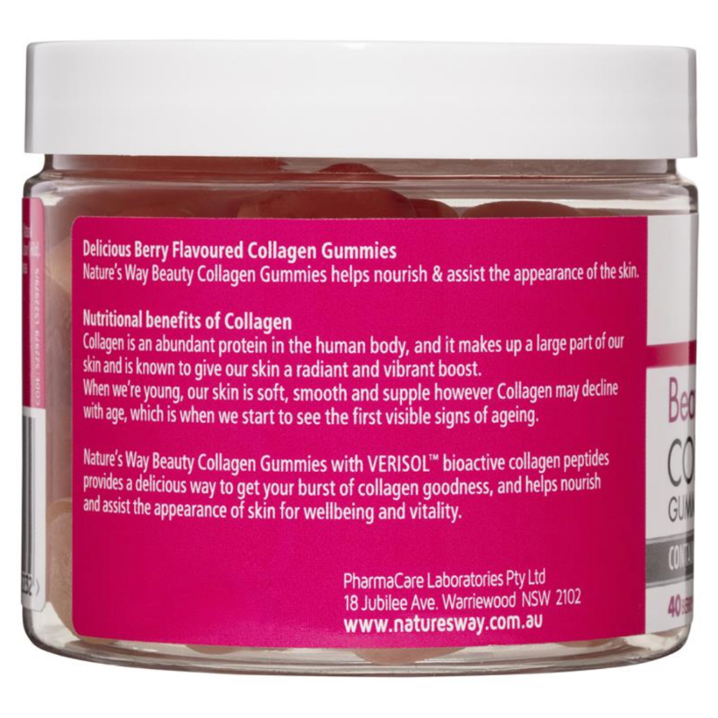HŨ 40 VIÊN KẸO DẺO KHÔNG ĐƯỜNG Bổ sung collagen Type 1, 3 - Nuôi dưỡng da khỏe Nature's Way Beauty Collagen, Sugar Free