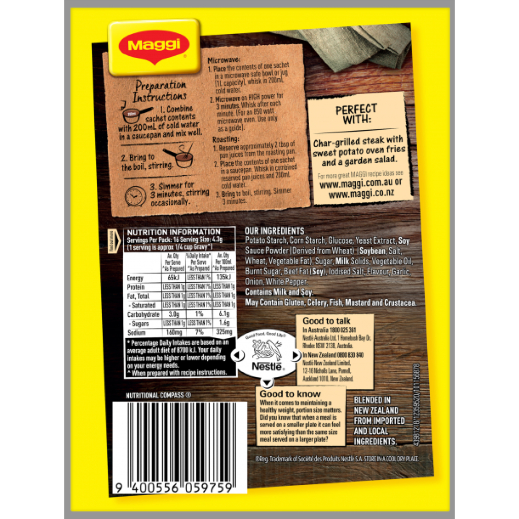 BỘT SỐT CHẤM RICH DARK Maggi Simmer Sauce Gravy, Real Herbs and Spices, 17g