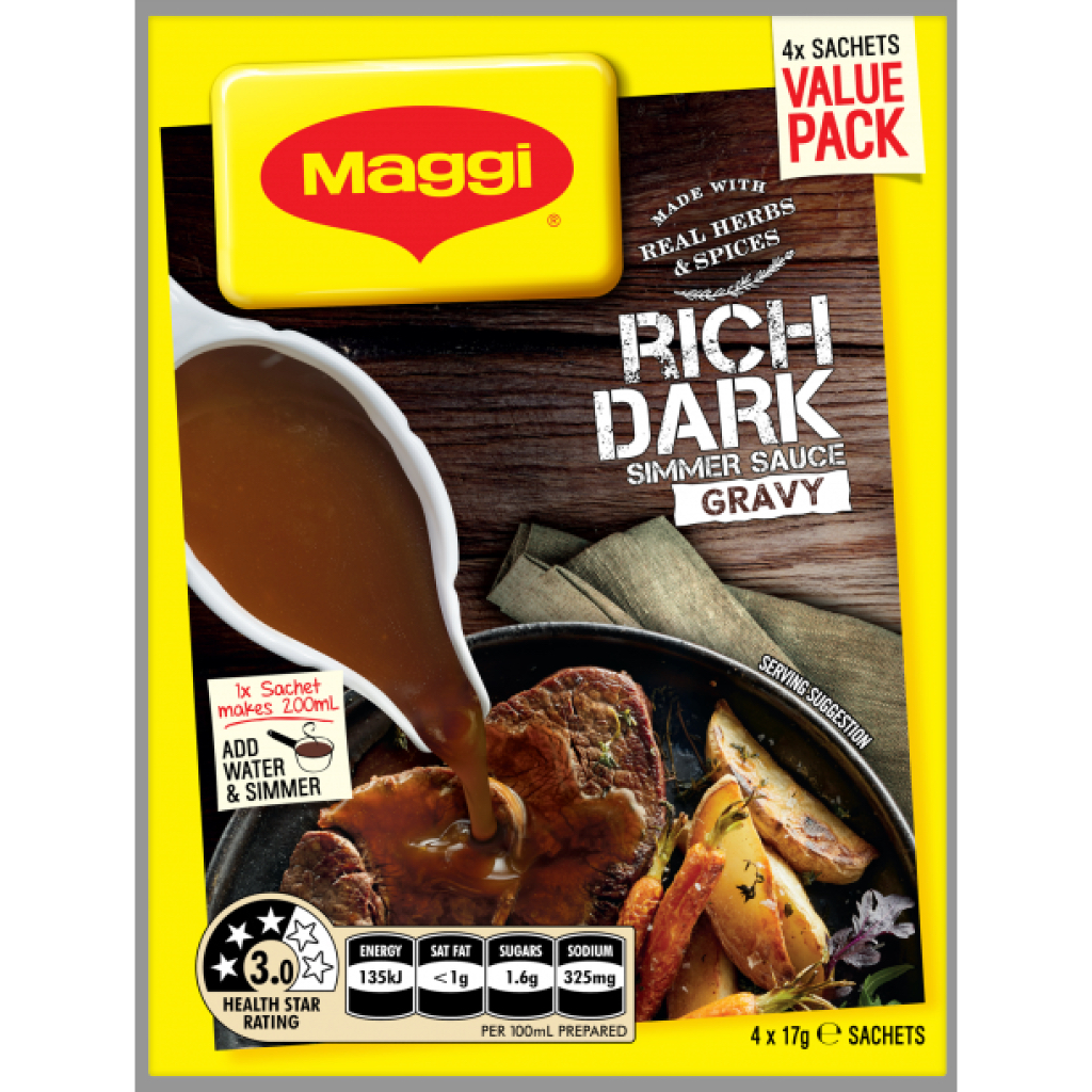 BỘT SỐT CHẤM RICH DARK Maggi Simmer Sauce Gravy, Real Herbs and Spices, 17g