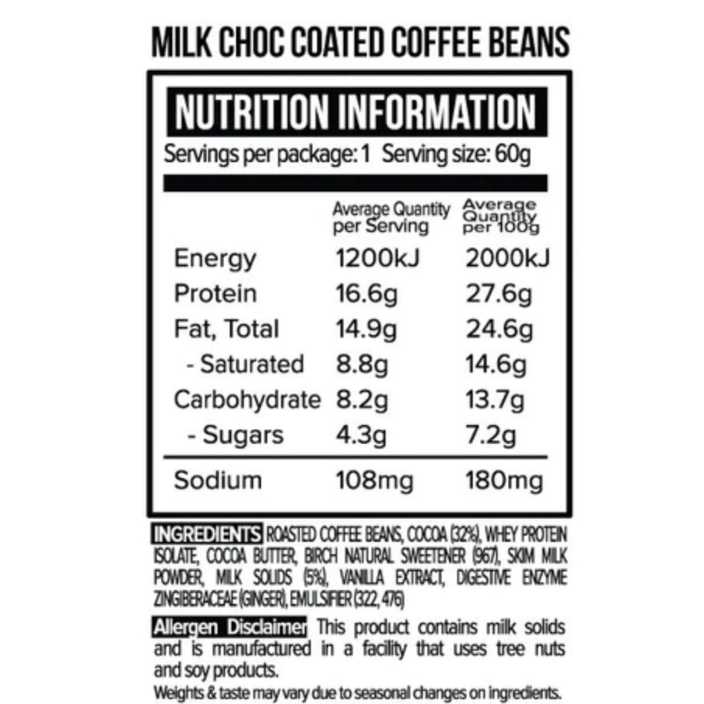SOCOLA SỮA BỌC HẠT CAFE - GIÀU ĐẠM PROTEIN Vitawerx Milk Chocolate Coated Coffee Beans, Keto, Gluten Free, 60g