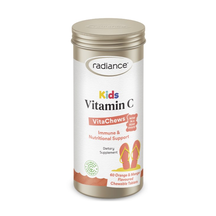 HŨ 60 VIÊN VITAMIN C CHO TRẺ EM - NHAI ĐƯỢC Radiance Kids VitaChews Chewable Tablets, VỊ CAM-XOÀI