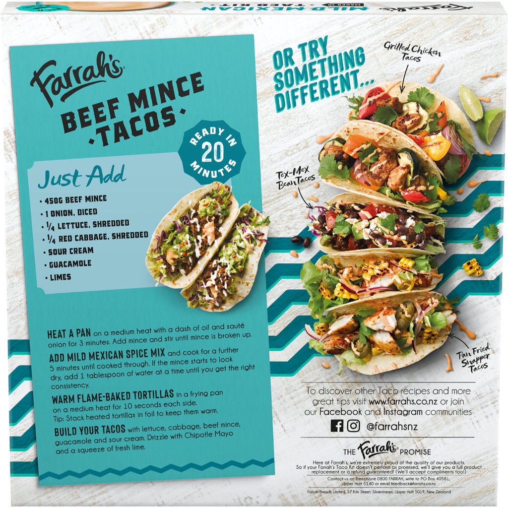 TÚI 12 BÁNH TACO MỀM / TORTILLAS Farrah's Flame Baked, KHÔNG GÃY - VỠ khi xếp bánh, 288g (12 pack x 24g)