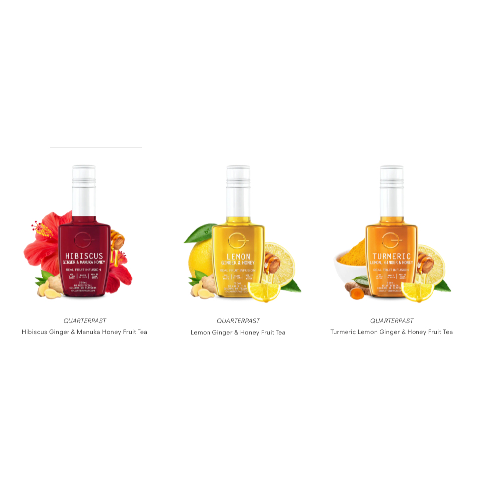 TRÀ / SODA TRÁI C Y QUARTERPAST Fruit Tea - Lemon / Turmeric / Hibiscus Ginger & Manuka Honey, 250m