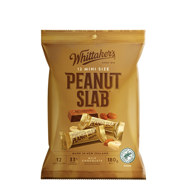 SOCOLA Whittakers Chocolate Sharepack, Hokey Pokey Crunch – Peanut Slab, 180g (12 gói lẻ mini size)
