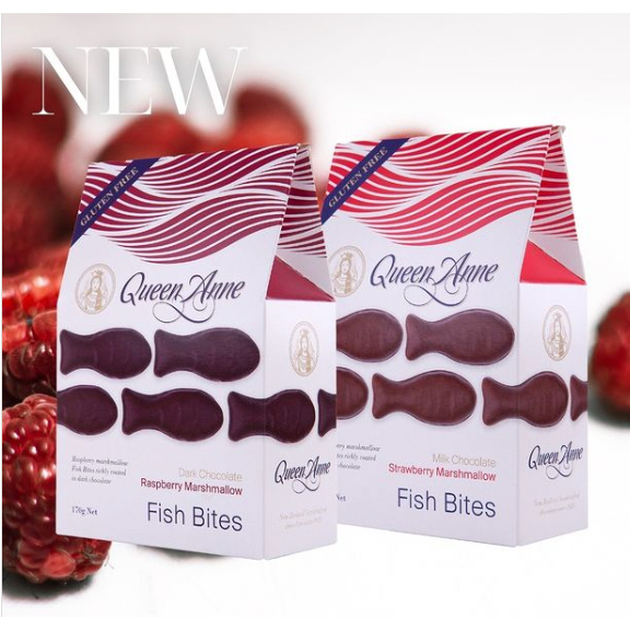 SOCOLA HÌNH CÁ Queen Anne Marshmallow Fish Bites, TRUYỀN THỐNG New Zealand, 170g