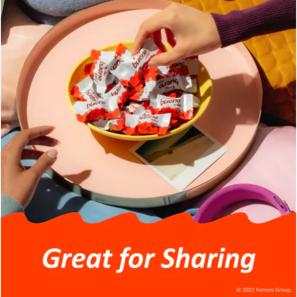 TÚI 18 BÁNH WAFER GIÒN - PHỦ SOCOLA SỮA - NHÂN KEM / HẠT DẺ Kinder Bueno Milk Chocolate – Hazelnut, 97g