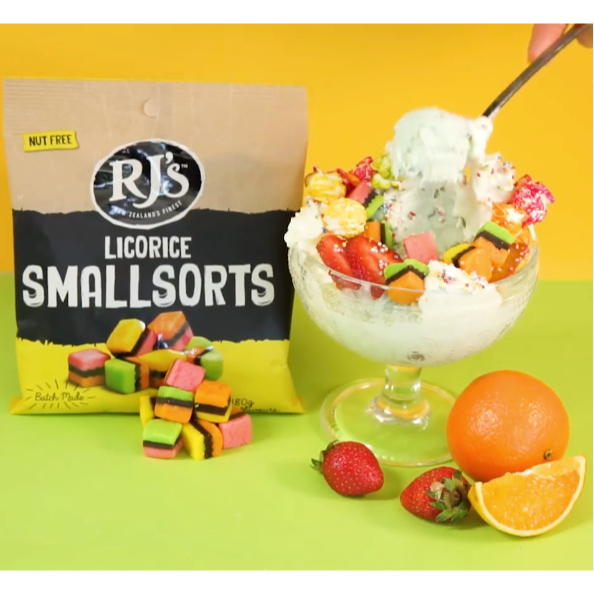 KẸO DẺO CAM THẢO ĐA SẮC RJ’s Licorice Smallsorts, KHÔNG HẠT Nut Free – KHÔNG DẦU CỌ Palm Oil Free, 180g