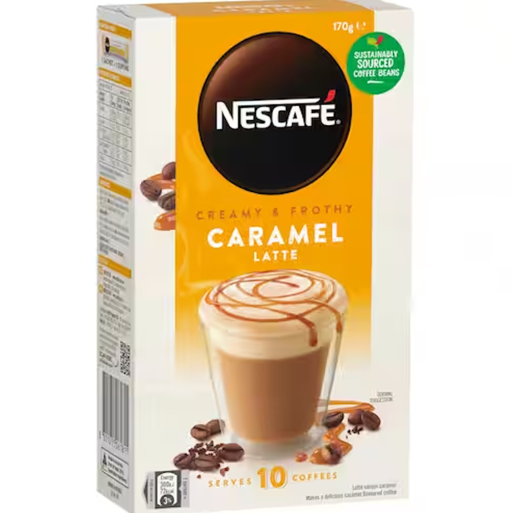 HỘP 10 GÓI Nescafe Cafe Menu Coffee Sachets Capuchino – Caramel – Hazelnut –  Mocha – Vanilla