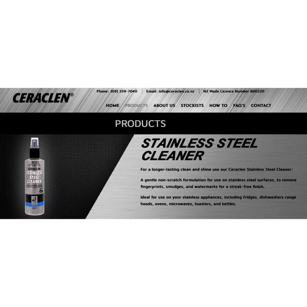 CHAI XỊT VỆ SINH ĐỒ INOX Ceraclen Stainless Steel Cleaner, 220ml
