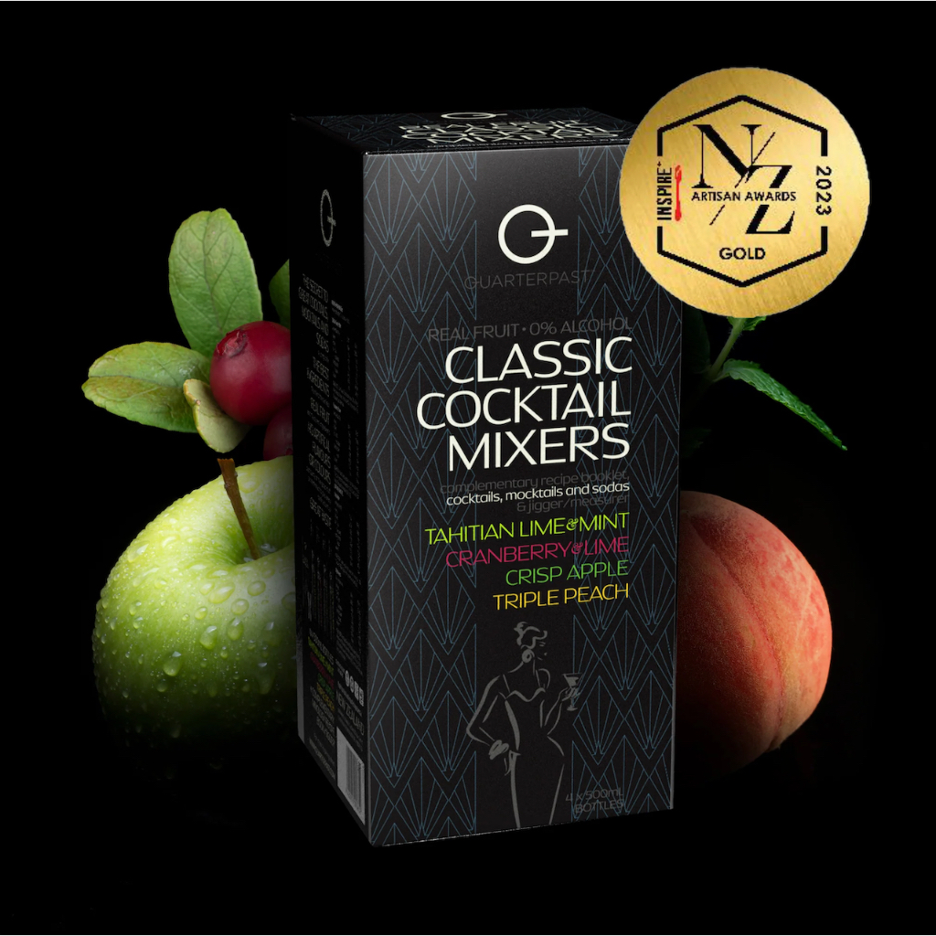 BỘ 4 CHAI PHA COCKTAIL NHÀ LÀM (100 LY) QUARTERPAST Classic Mixology PackHomemad Bartenders, SÁCH 20 CÔNG THỨC, 1 LY PHA