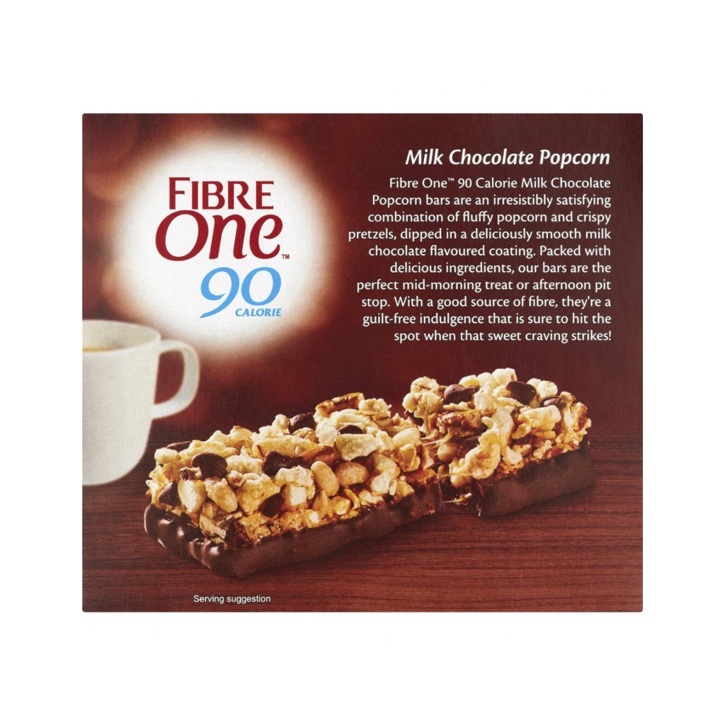 HỘP 5 THANH SOCOLA BẮP Fibre One Milk Chocolate Popcorn Bars, 105g