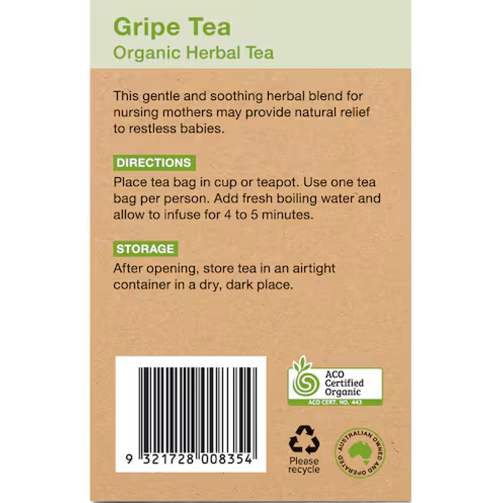 HỘP 25 GÓI TRÀ HỮU CƠ DÀNH CHO MẸ BẦU Planet Organic Mother's Herbal Tea - GRIPE / NURSING / MORNING WELLNESS, 20g