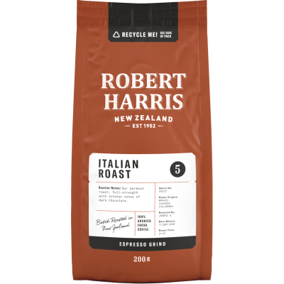 BỘT CAFE ESPRESSO / NGUYÊN HẠT Robert Harris Italian Roast GRIND COFFEE / WHOLE BEANS, 100% Arabica Fresh Coffee, 200g
