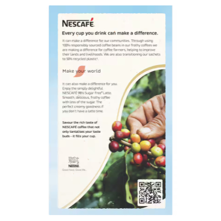 HỘP 10 GÓI CAFE 98% KHÔNG ĐƯỜNG Nescafe Coffee Sachets - Sugar Free, Latte - Vanilla Malt - Caramel - Hazelnut - Mocha