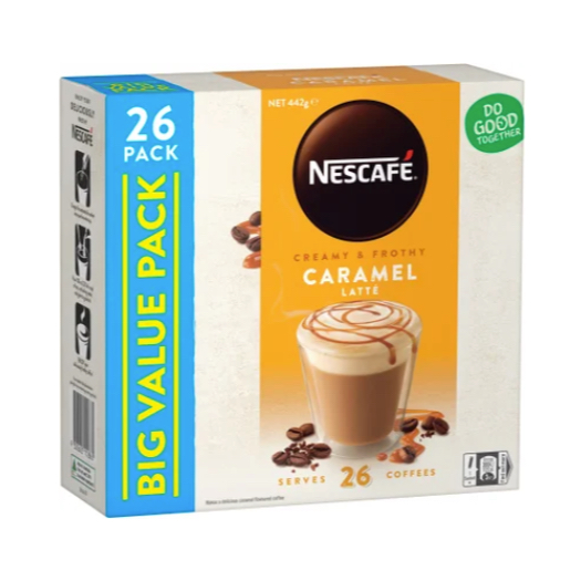 HỘP 26 GÓI CAFE Nescafe Coffee Sachets, Cappuccino Skim/Strong - Almond - Caramel - Hazelnut - Mocha - Vanilla - White