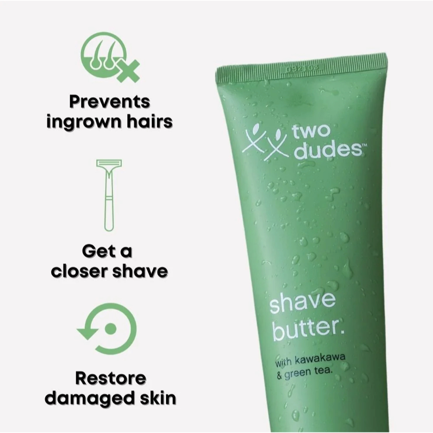 KEM BƠ CẠO RÂU Two Dudes Shave Butter With Kawakawa & TRÀ XANH Green Tea Skincare, 130ml