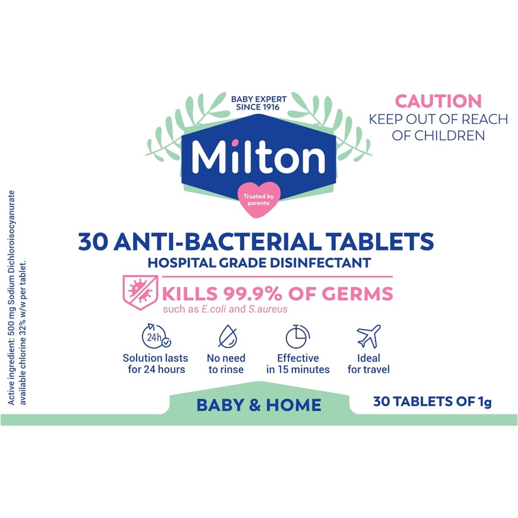 HỘP 30 VIÊN TIỆT TRÙNG bình sữa - vật dụng / đồ chơi trẻ em - gia đình - cốc nguyệt san Milton Anti-Bacterial Tablets