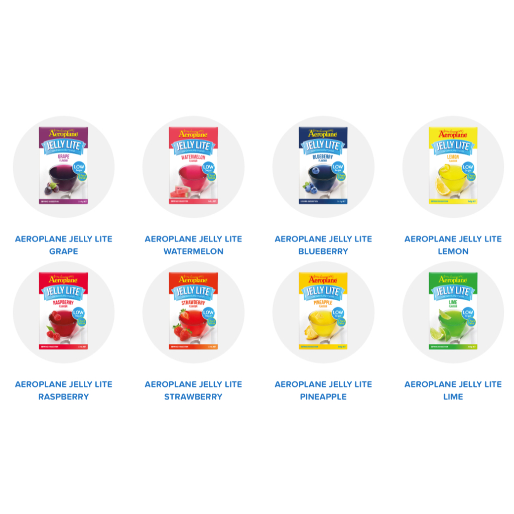 HỘP 2 GÓI BỘT THẠCH RAU CÂU ĂN KIÊNG Low Calorie / Sugar - Aeroplane Jelly Lite Crystals, 18g
