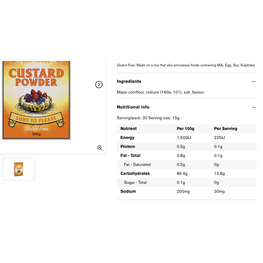 BỘT BÁNH GLUTEN FREE Edmonds CUSTARD / BAKING Powder, SURE TO RISE/PLEASE, 300g - 400g