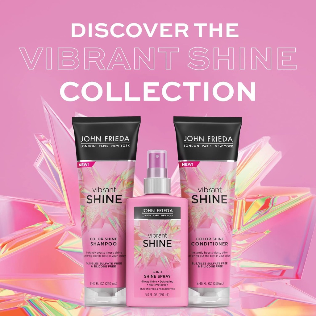 XỊT BÓNG 3 TRONG 1 John Frieda Vibrant Shine Spray, MƯỢT - GỠ RỐI - BẢO VỆ TÓC KHỎI NHIỆT, 150ml