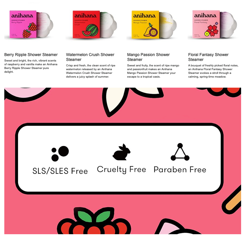 [Hàng New Zealand] VIÊN XÔNG TẮM THƯ GIÃN Anihana Shower Steamer, Berry Ripple / Floral Fantasy, 50g