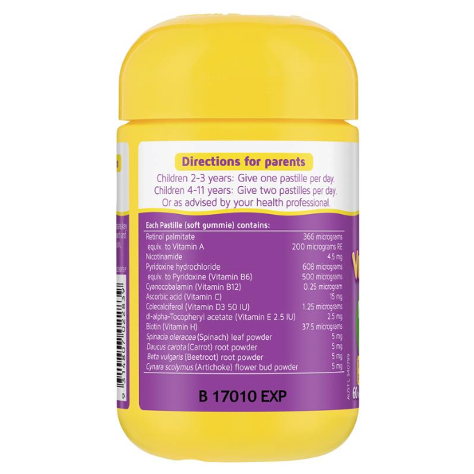 HŨ 60 VIÊN ĐA VITAMIN / RAU CỦ - KẸO DẺO CHO TRẺ EM Nature's Way Kids Smart Vita Gummies Multi-Vitamin + Vegies