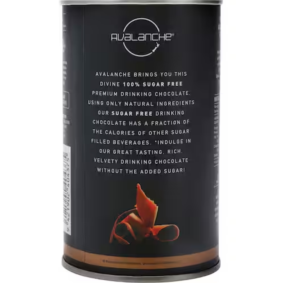 HŨ BỘT SOCOLA/CACAO Avalanche Drinking Chocolate, KHÔNG ĐƯỜNG Sugar Free, CỎ NGỌT Stevia, 200g