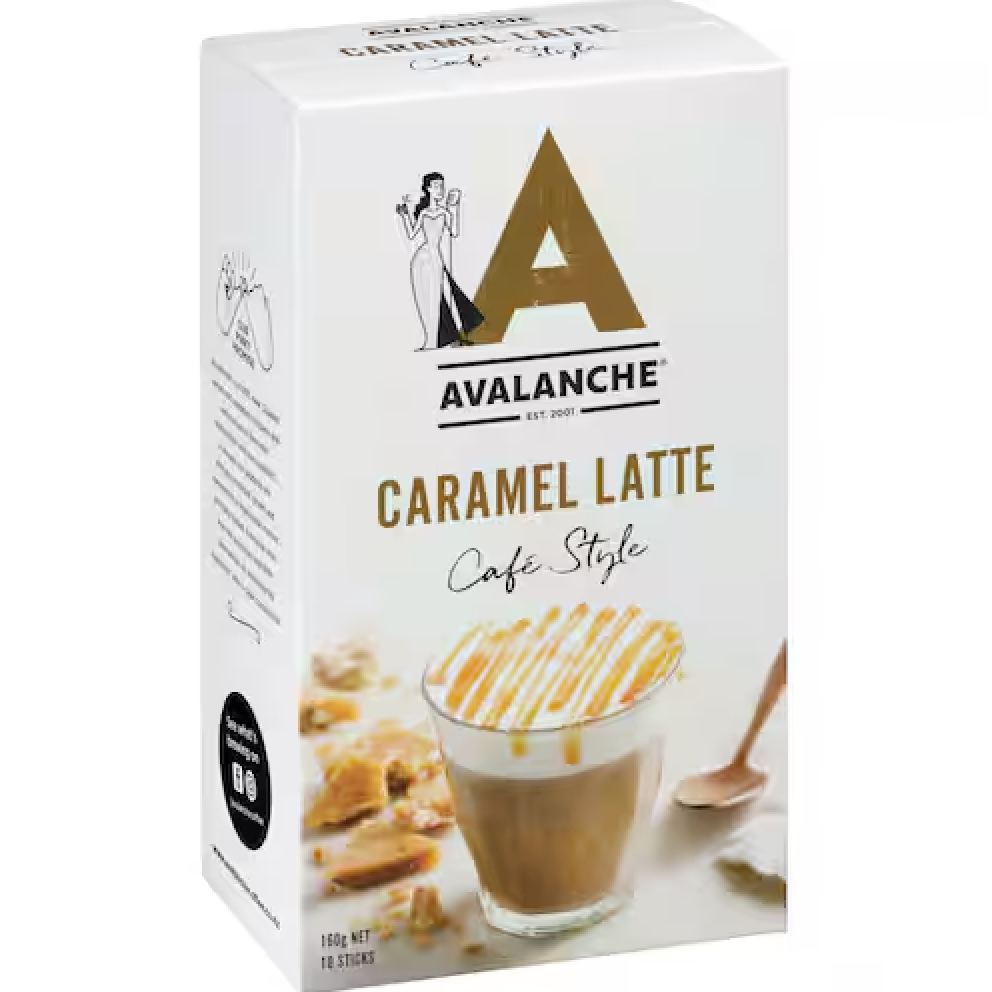HỘP 10 GÓI CÀ PHÊ AVALANCHE Coffee Sticks, Caramel Latte/Cappuccino/Flat White/Mochaccino, 160g