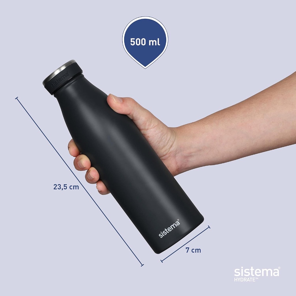 BÌNH GIỮ NHIỆT NÓNG & LẠNH Sistema Drink Bottle Stainless Steel, 2 LỚP THÉP KHÔNG RỈ, 500ml