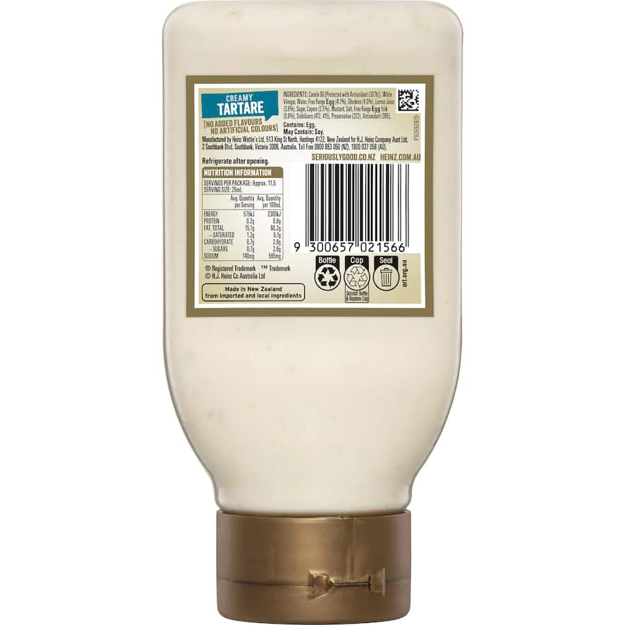 SỐT KEM TARTARE Heinz Seriously Good Tartare Sauce Squeezy, TRỨNG GÀ THẢ VƯỜN, 295ml